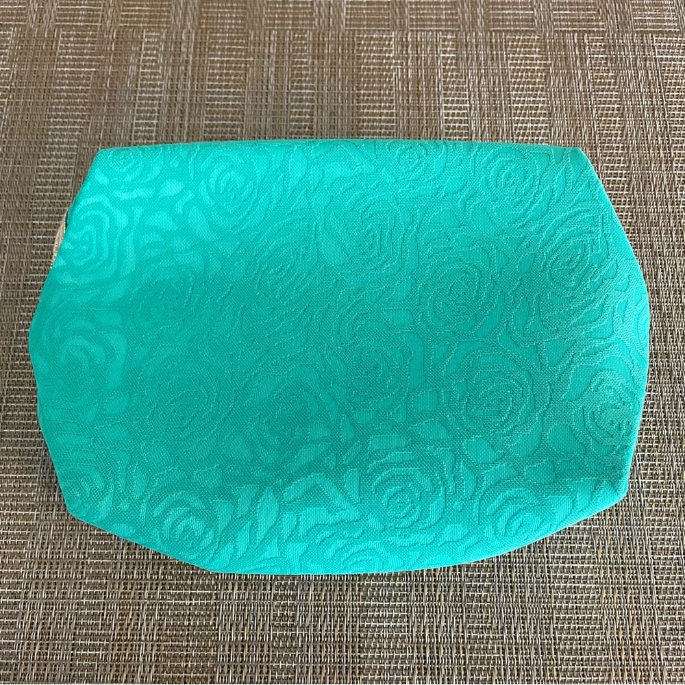Lancôme emeral green rose embossed cosmetic case